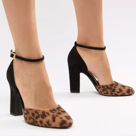 KELLY & KATIE Leopard Print Chunkie Heel Shoes 9.5 - Picture 2 of 9